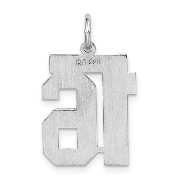 Sterling Silver, Jersey Collection, Medium Number 16 Pendant - Picture 3 of 5
